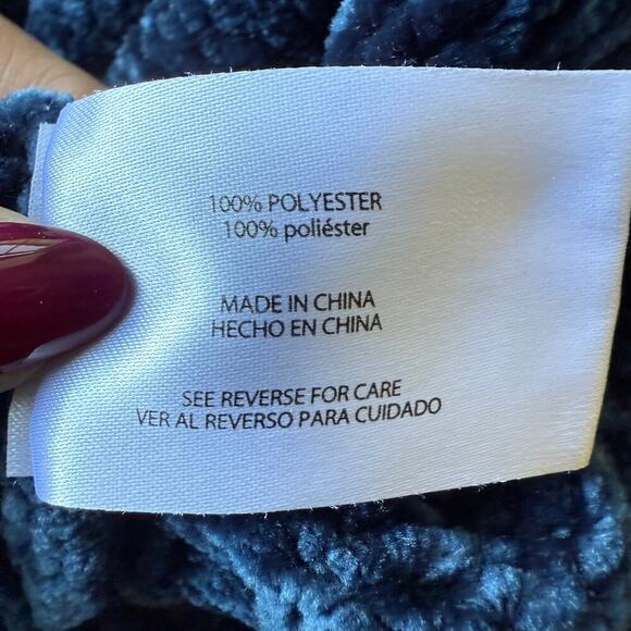 Orvis Chenille Velvet Chunky Sweater Royal Blue Women XL Cozy Rib Knit Winter - Picture 6 of 8